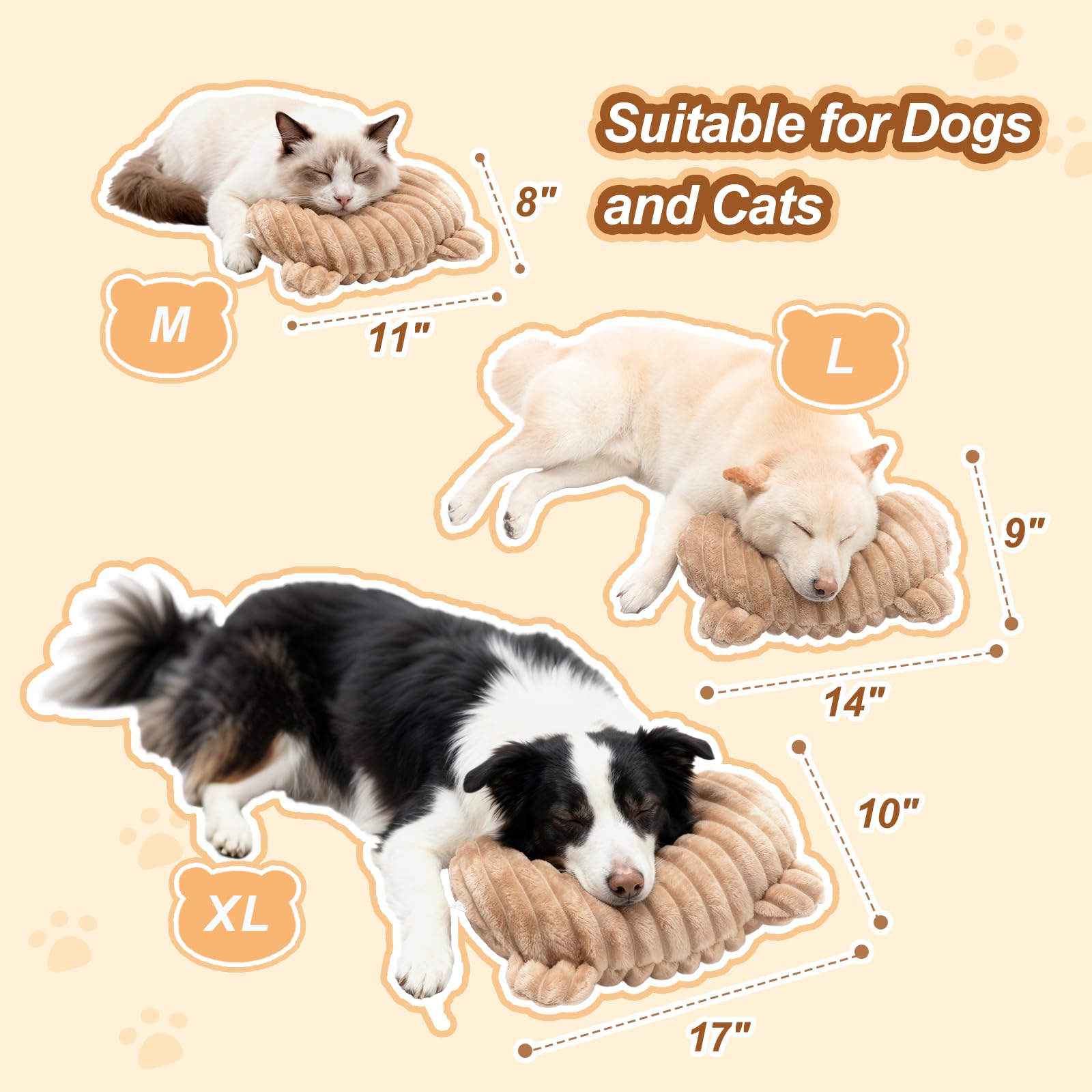 Jiupety dog calming pillow with bear ears adds a comforting, anxiety-relief look.
