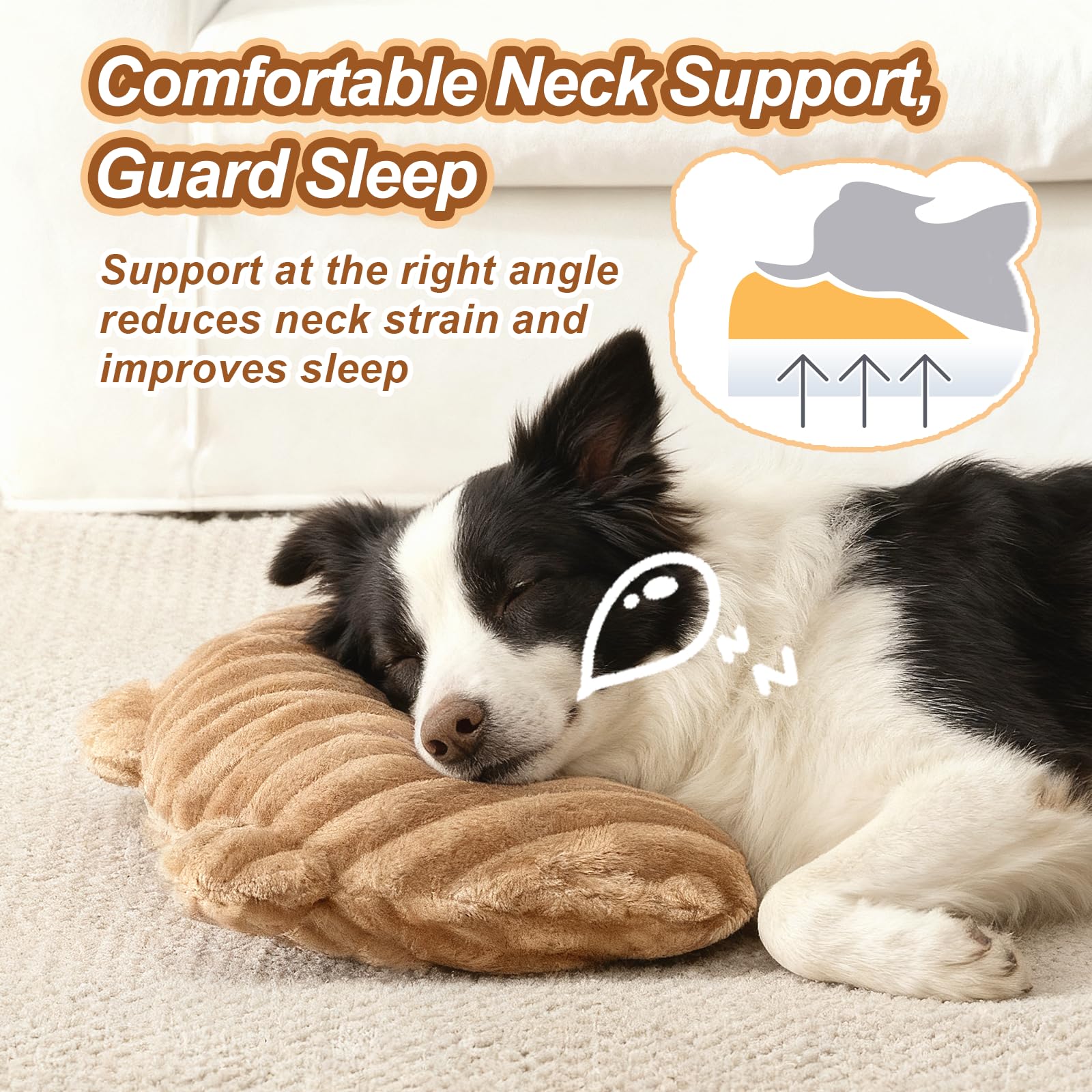 Jiupety dog calming pillow - soft plush fabric offers cozy touch and comforting resting space.