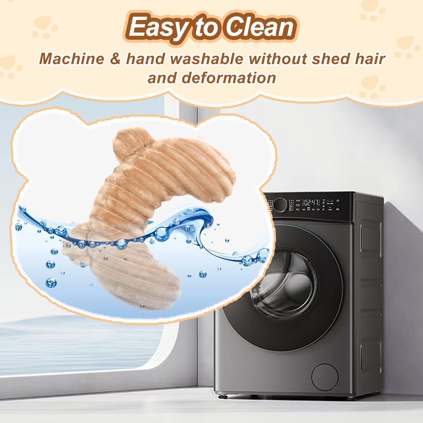 Jiupety dog calming pillow is machine washable for easy cleaning.