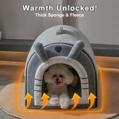 Jiupety dog cave bed interior view shows enclosed privacy space