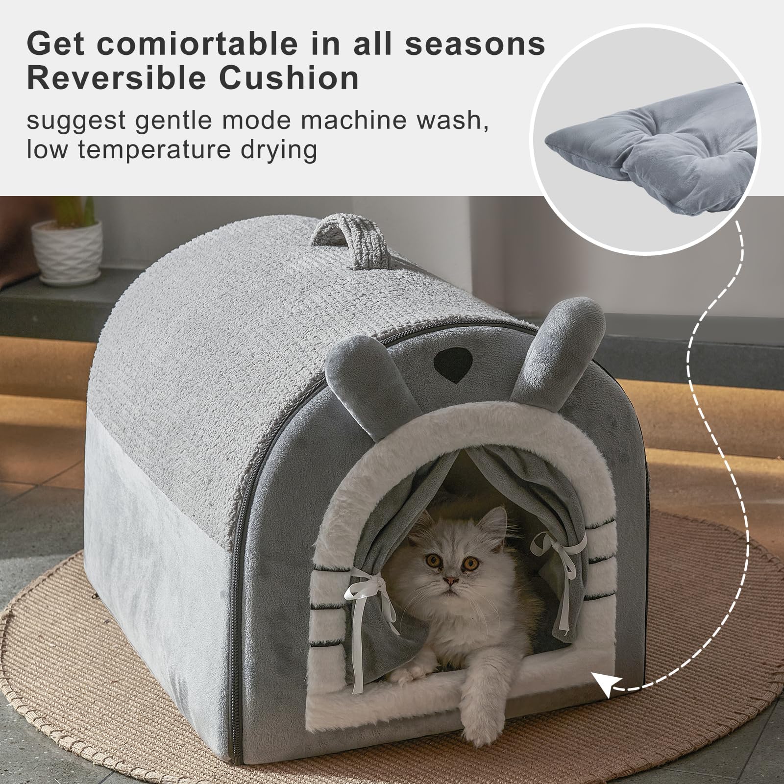 Jiupety dog cave bed non-slip bottom stabilizes resting space