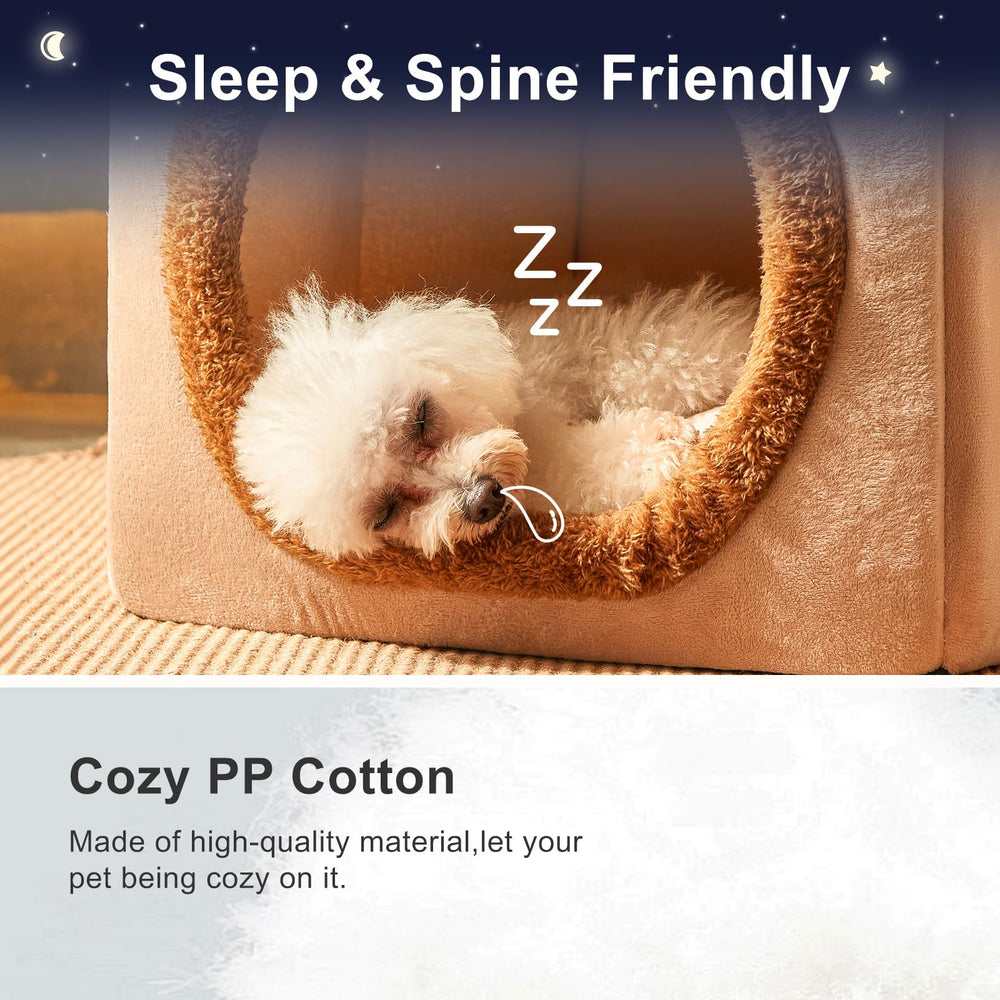 Jiupety dog den with soft faux fur cushion provides plush comfort