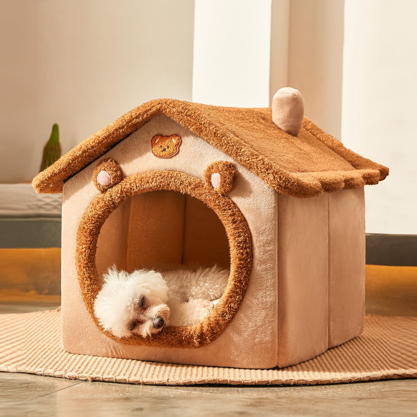 Jiupety dog house cover cave offers private den for comfort and warmth