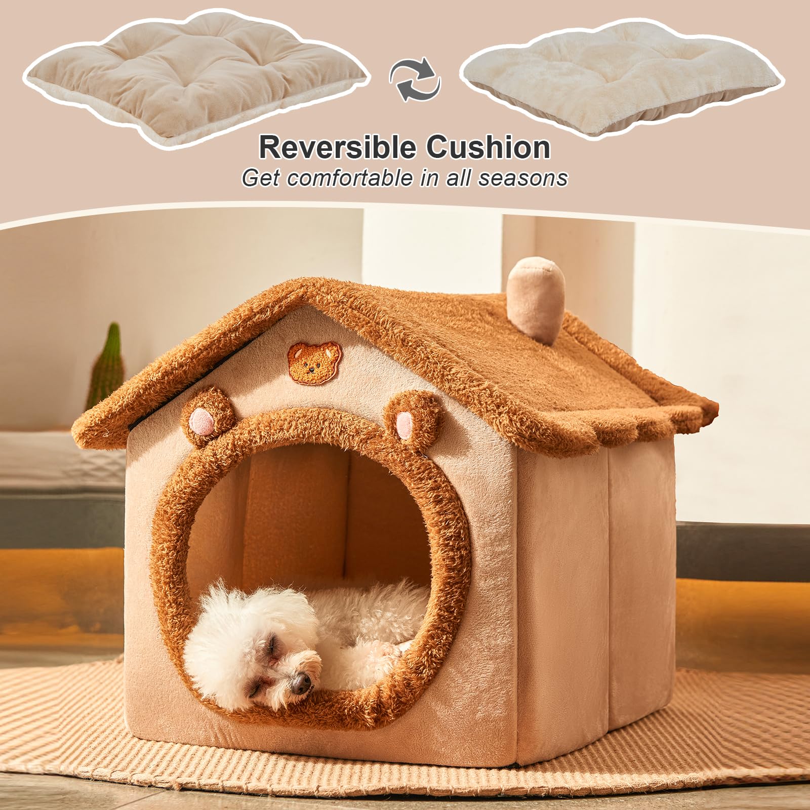 Jiupety dog house privacy door blocks drafts for peaceful naps