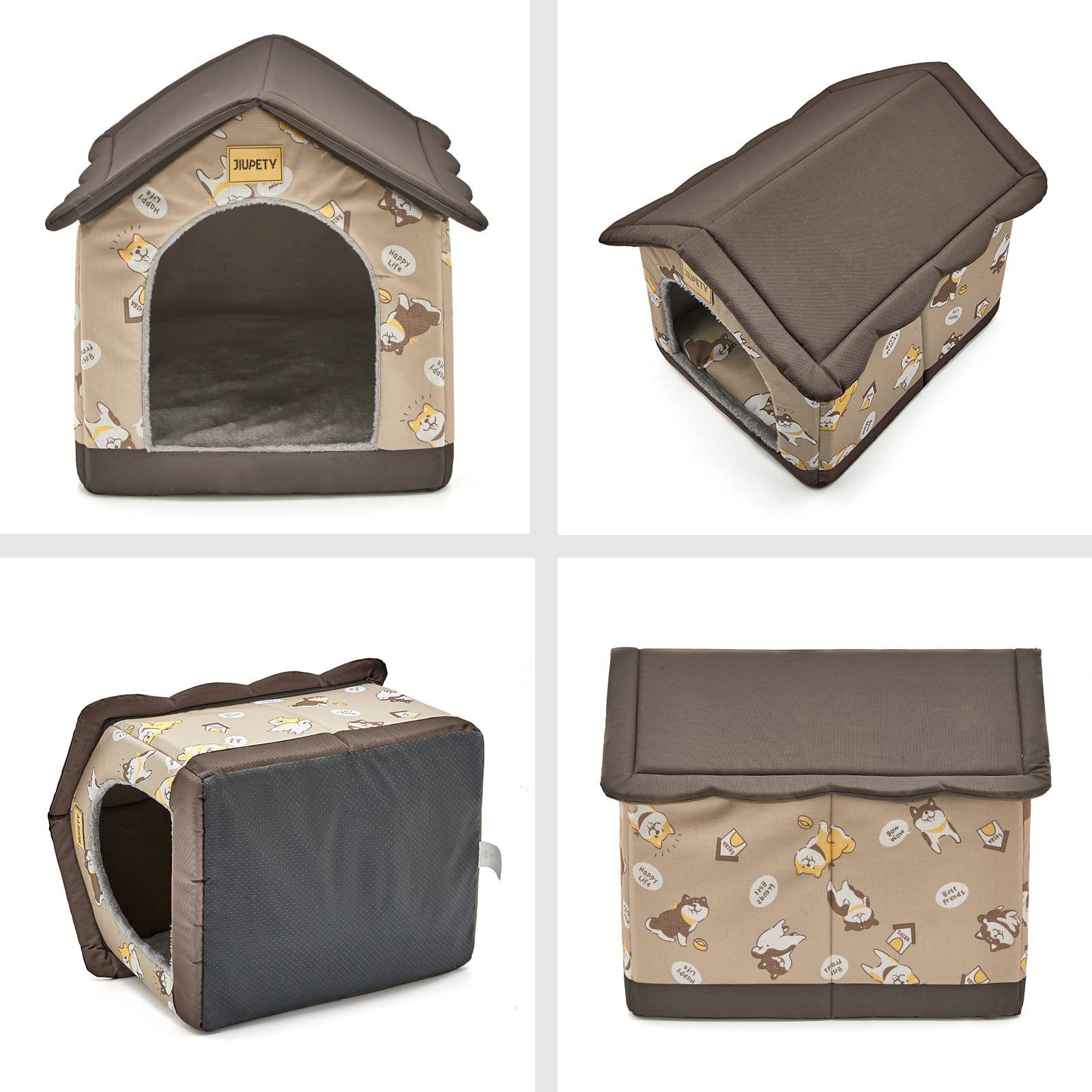 Jiupety Indoor Dog House XL entrance demonstrates easy door access for quick retreats.