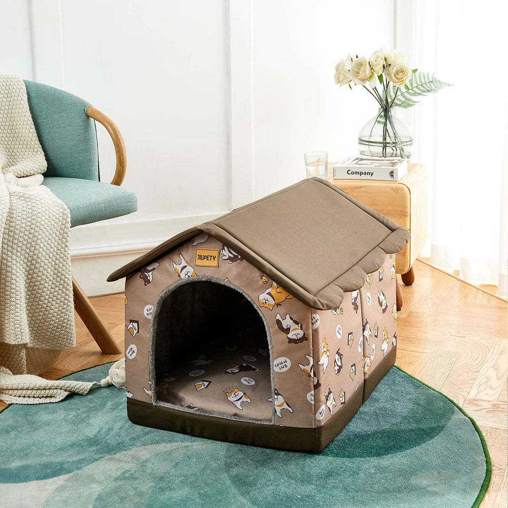 Jiupety Indoor Dog House XL interior cushion provides soft, supportive comfort for naps.