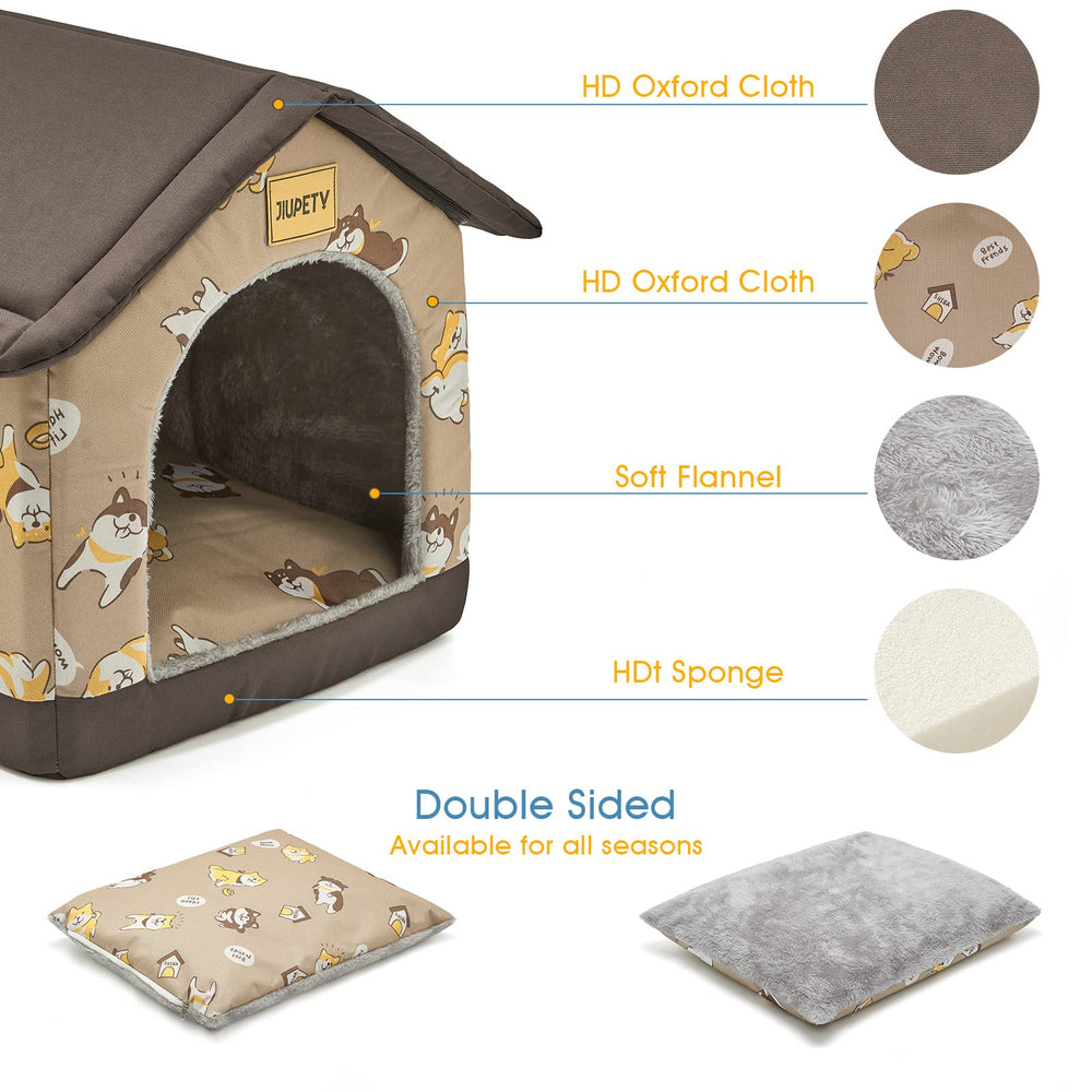 Jiupety Indoor Dog House XL side view highlights durable fabric for daily use.