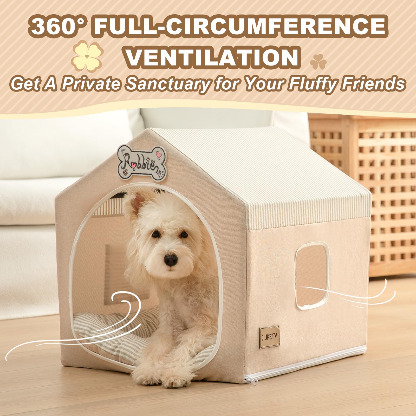 Jiupety dog tent cover cave side-entry highlights cozy hideaway for pets