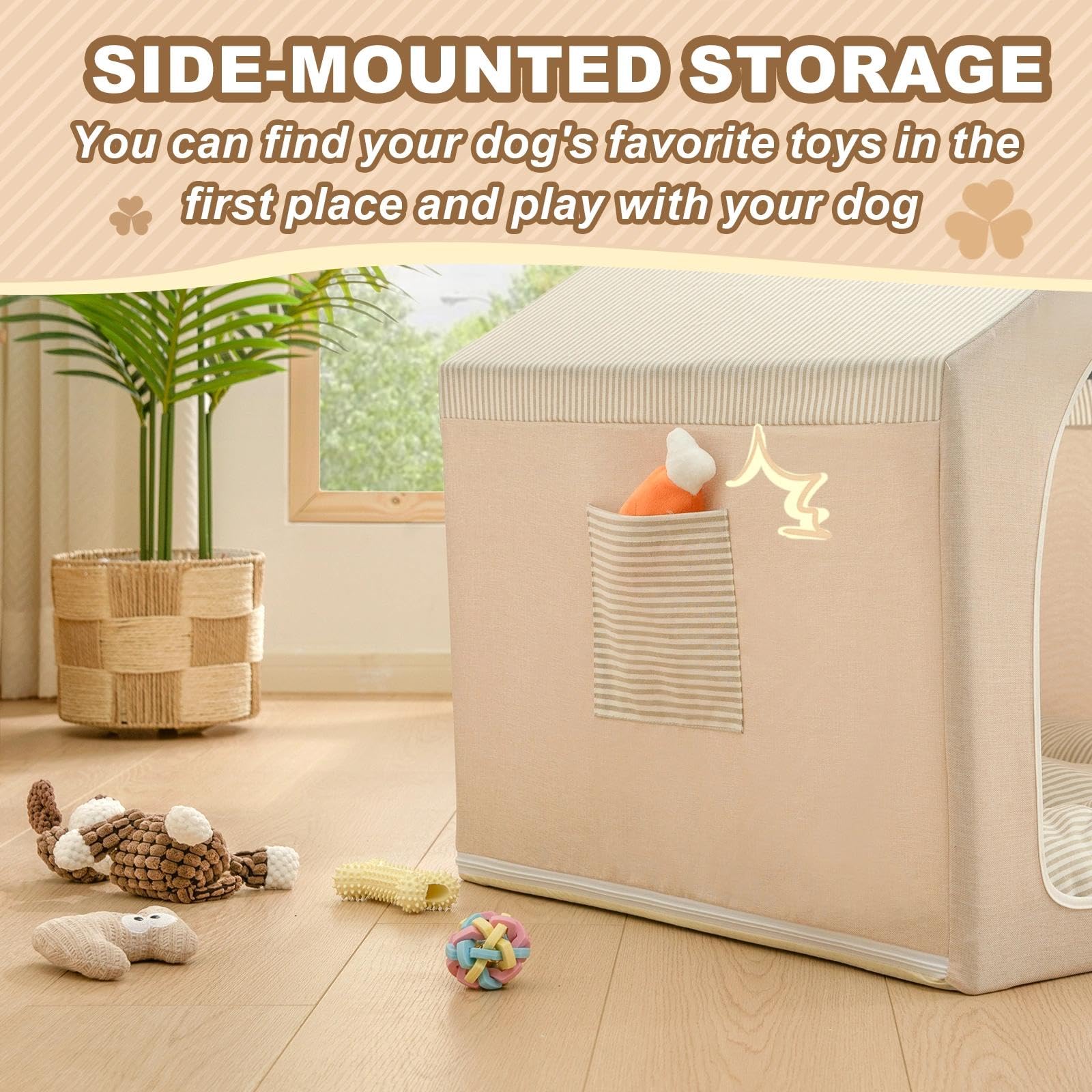 Jiupety foldable dog house design enables easy storage and travel.