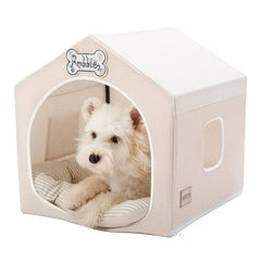 Jiupety indoor dog house frame front view shows roomy space for small pets