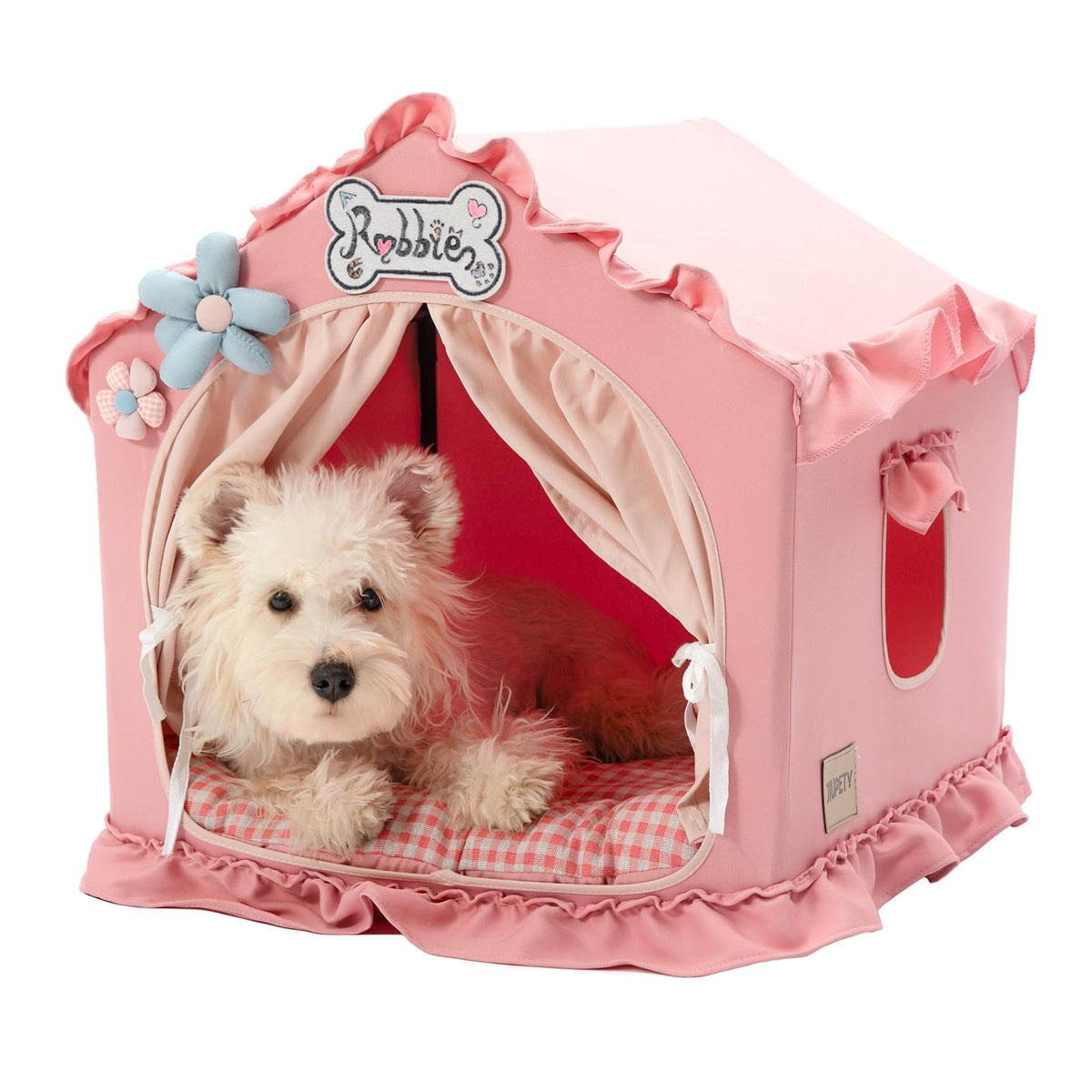 Jiupety indoor dog house frame shows sturdy construction for stable, cozy shelter