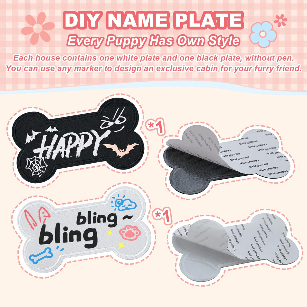 Jiupety pink dog tent with optional name plate for personalization