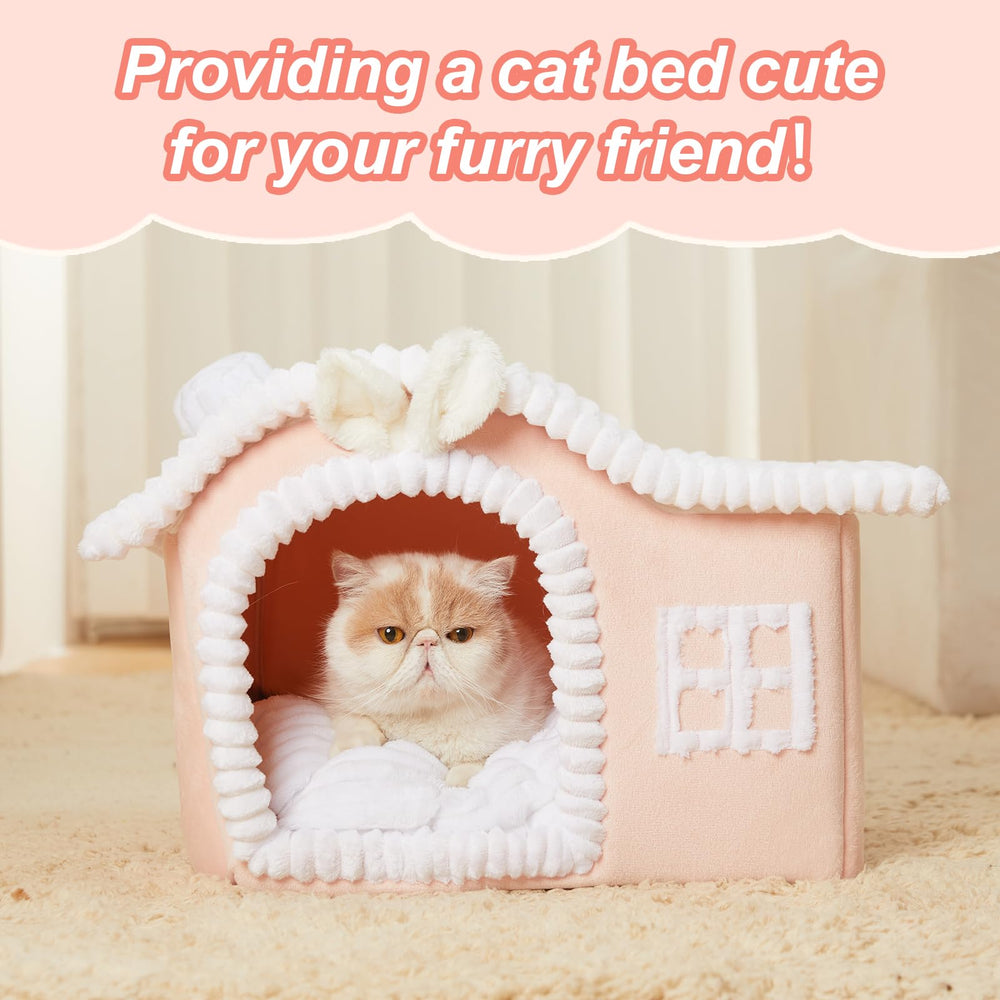 Jiupety rabbit cat house cartoon design with chimney and window invites play and rest.