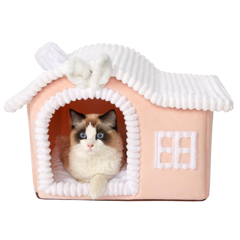 Jiupety rabbit cat house chimney view offers a cozy hideaway for kittens.