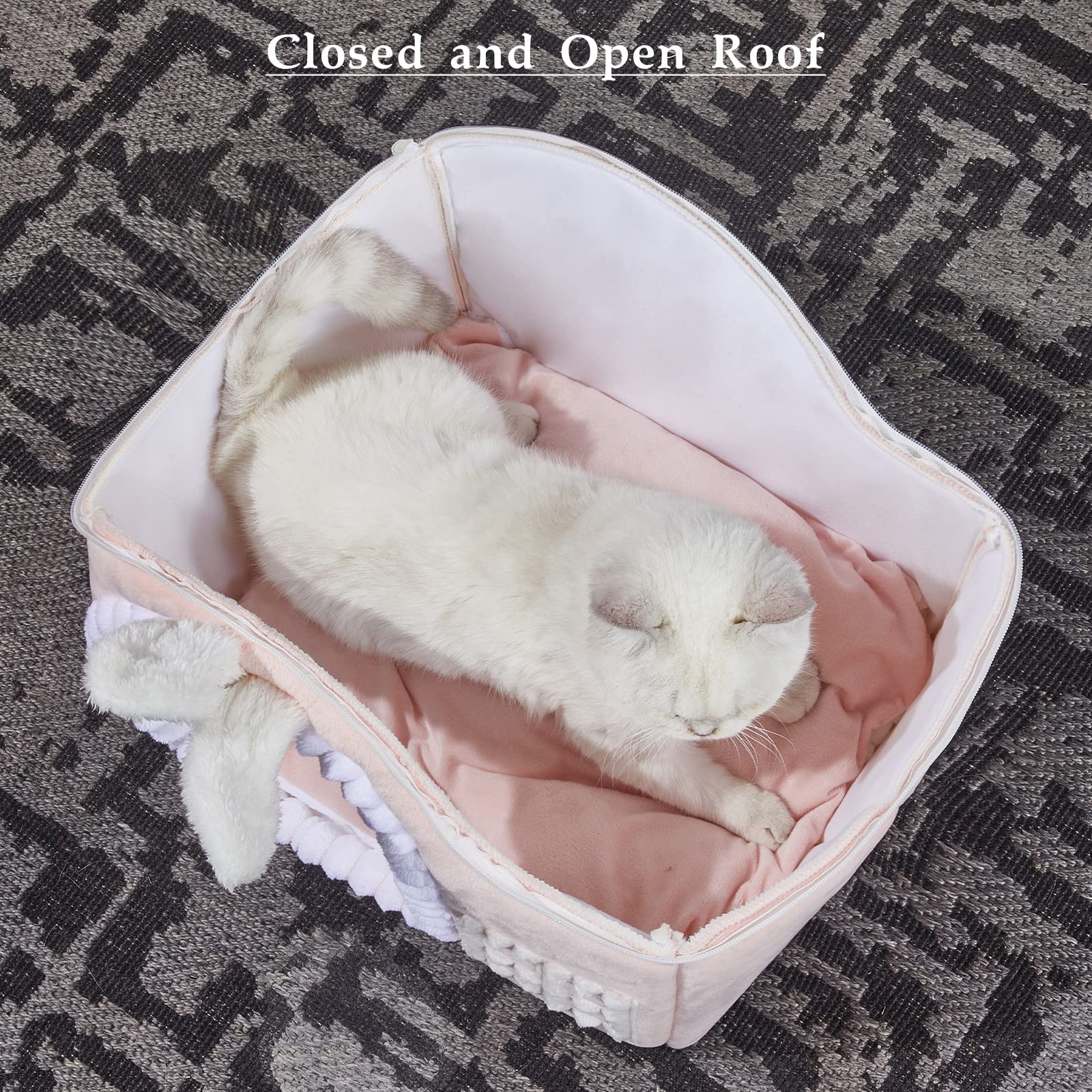 Jiupety Rabbit Cat House door entry demonstrates easy access for pets.