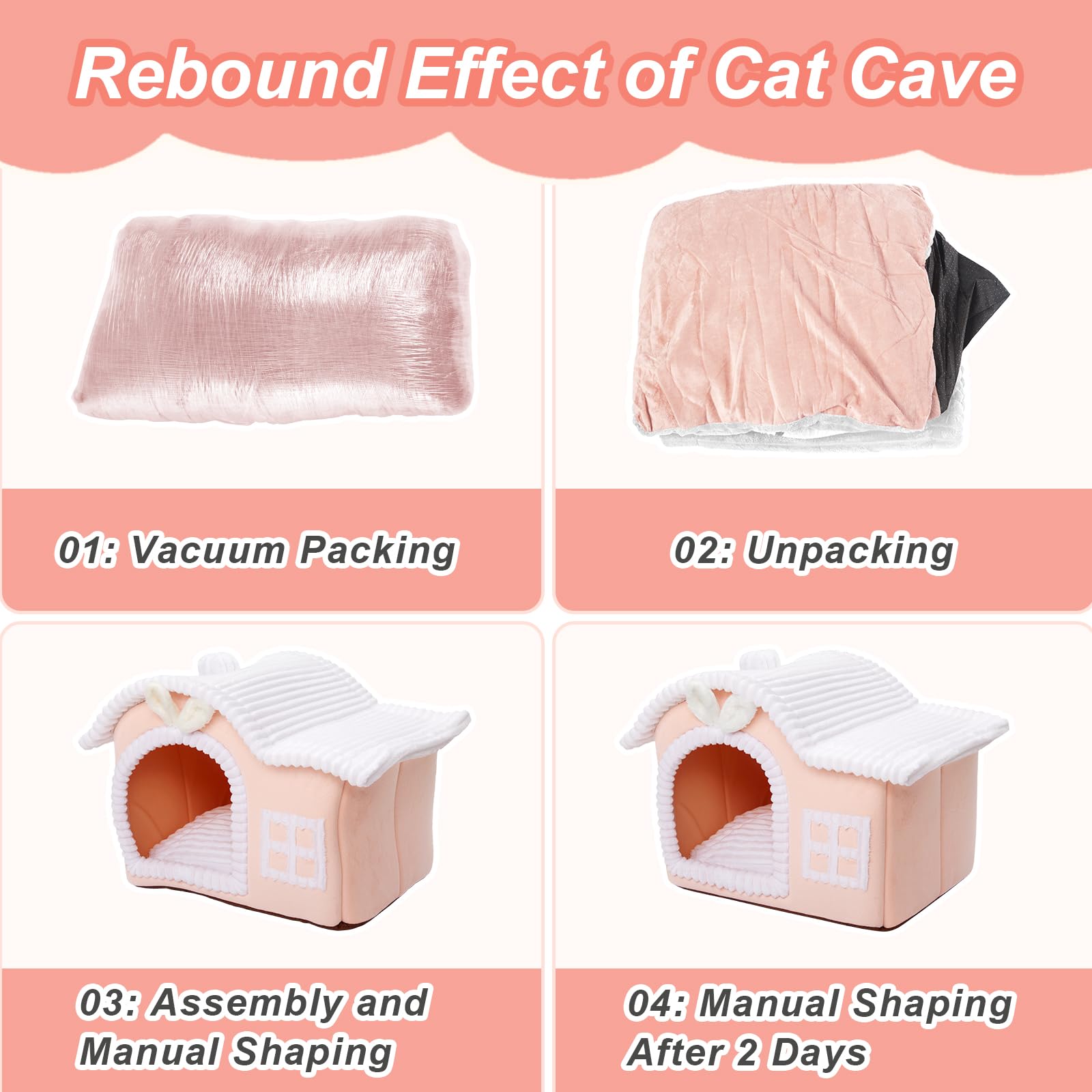 Jiupety rabbit cat house large size provides roomy interior for larger cats.