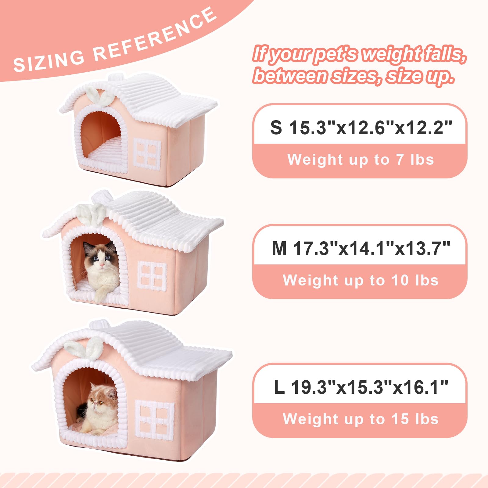 Jiupety rabbit cat house medium size offers comfortable space for mid-size cats.