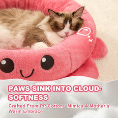 Jiupety round pet bed soft plush highlights cozy lounging for small and medium dogs.