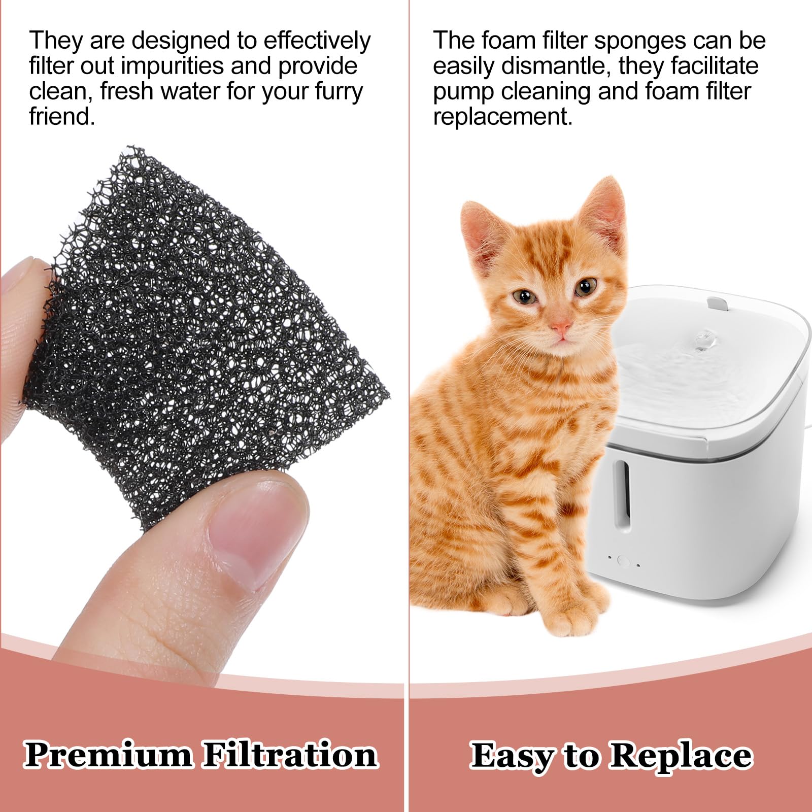 JIYIN foam filter sponge closeup—dense filtration catches hair and debris.