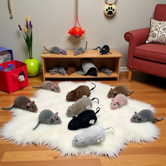 Jizlan Furry Mice wind-up mechanism enables unpredictable movements for engaging cat play.