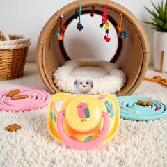 Jizlan Pet Silicone Calming Pacifier cat-chew toy highlighting soft silicone texture for safe chewing.