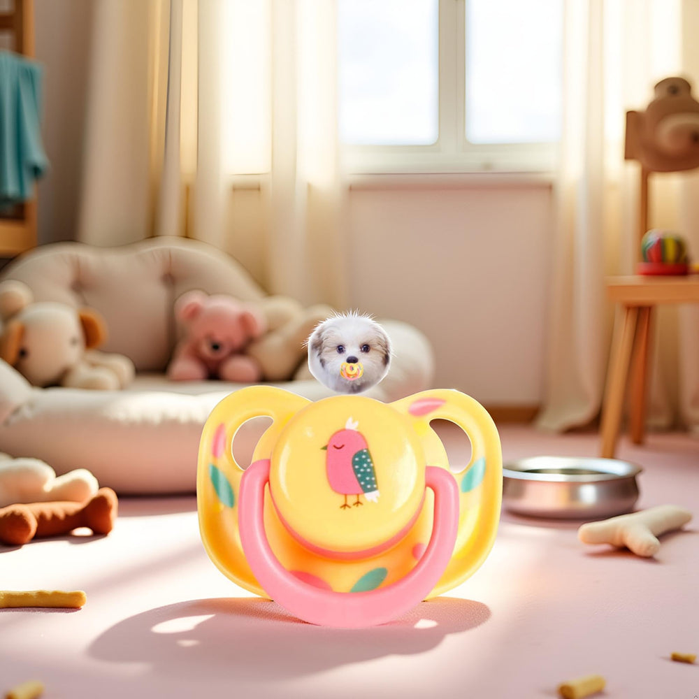 Jizlan Pet Silicone Calming Pacifier packaging shot indicates ready-to-use care for pets.