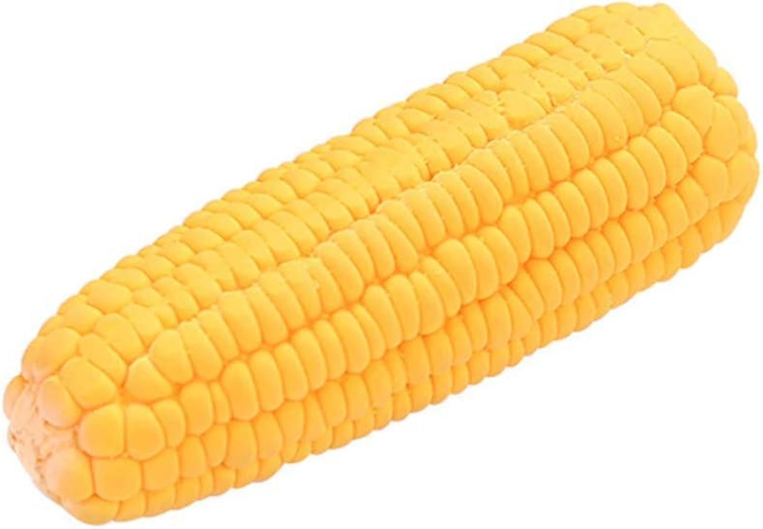 JJLFresheners corn-shaped dog toy close-up highlighting bite-resistant latex for durable chewing