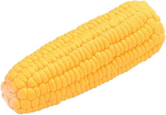 JJLFresheners corn-shaped dog toy close-up highlighting bite-resistant latex for durable chewing