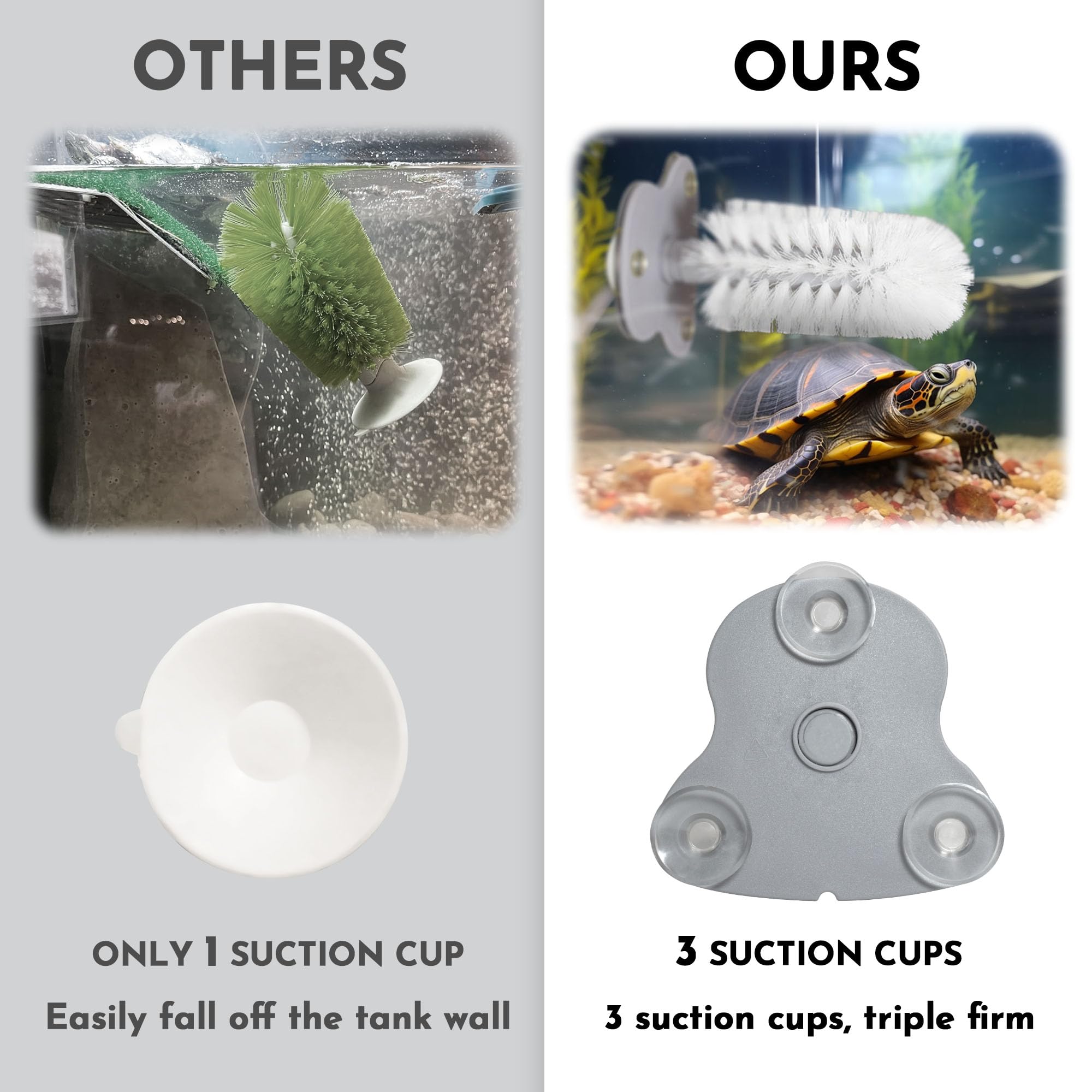 JJMOLLE turtle brush tank-wall attachment grips securely for active turtles.