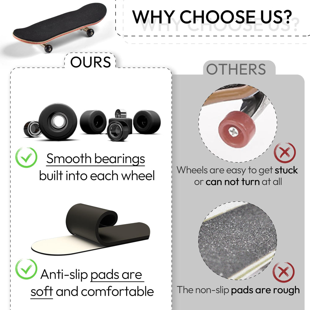 JJMOLLE Turtle Skateboard Mini wheels reveal built-in bearings enabling effortless gliding on flat surfaces.