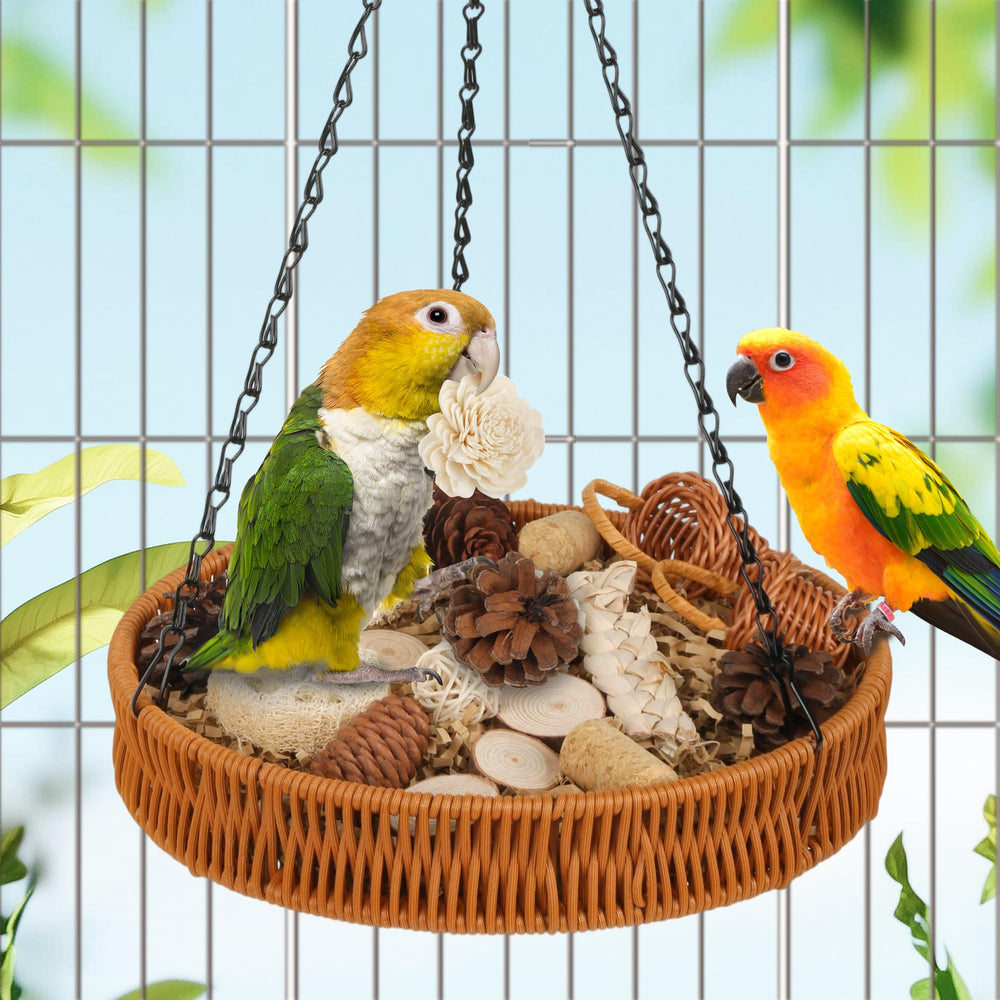 JJunLiM rattan basket foraging box close-up shows durable design for chewers