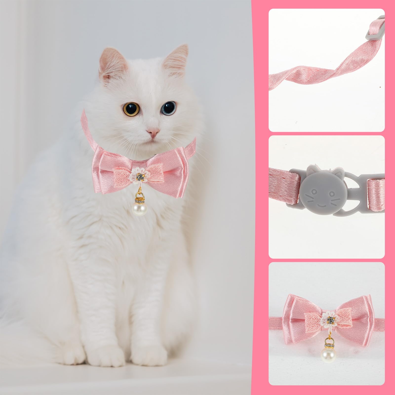 JJUNW satin-material cat collar offers soft comfort for all-day wear