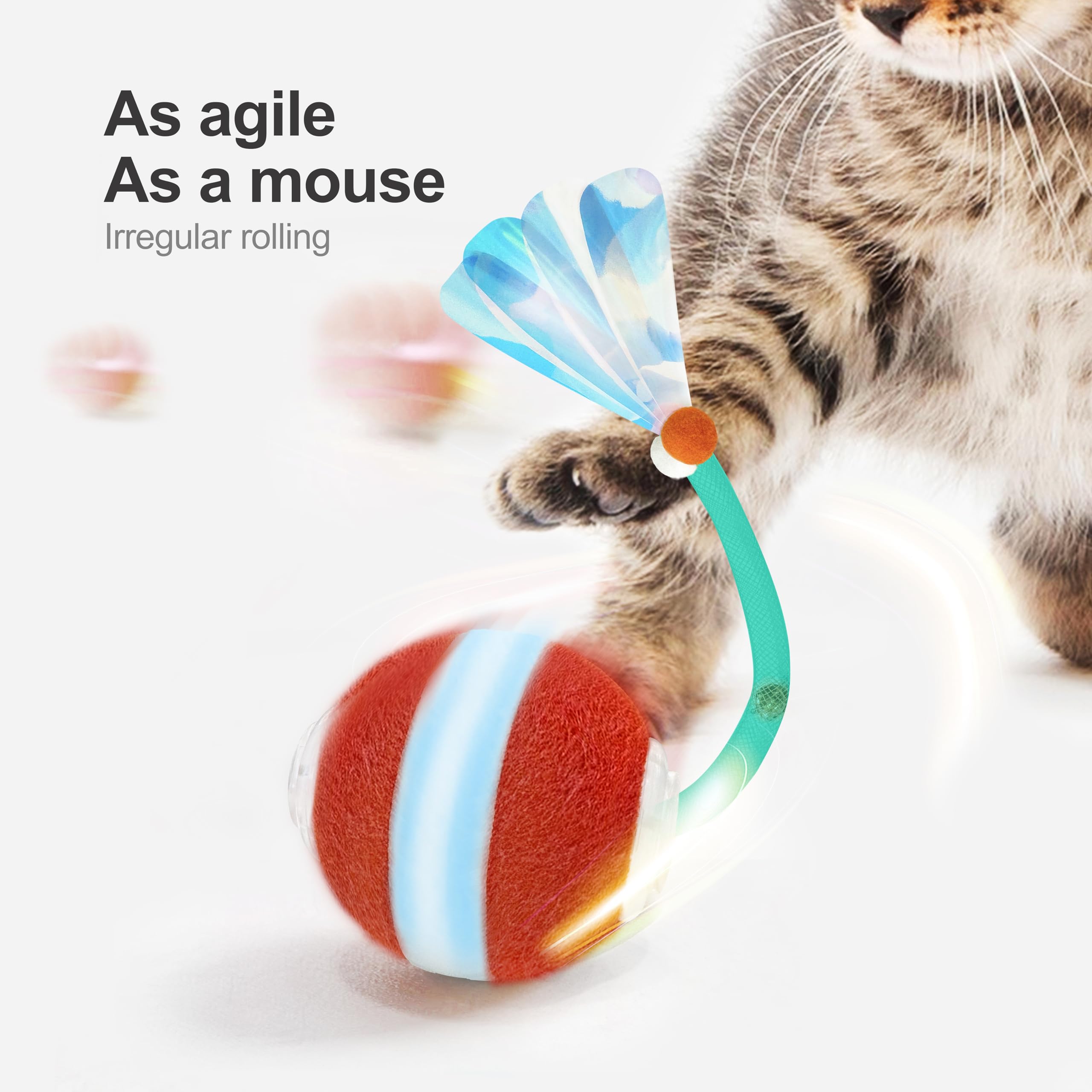 Jkanti interactive cat ball elastic tail captivates cats during play