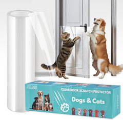 JKLMN door-protector-clear-application shields a doorway from pet scratches.