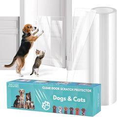 JKLMN door protector clear guard mounted on a door protects surfaces from scratches.