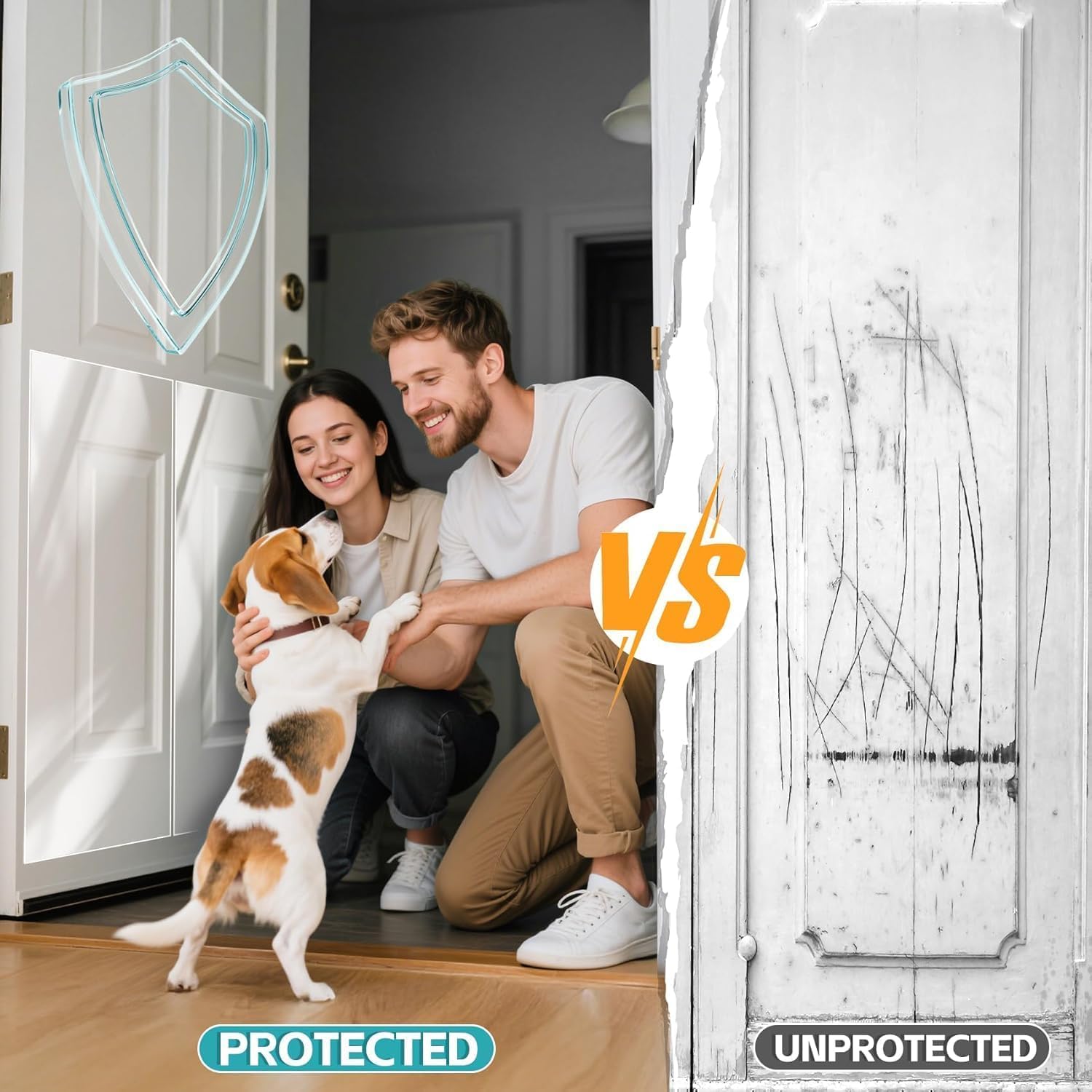 JKLMN scratch-guard-door-dog-protection demonstrates a protective door shield against claws.