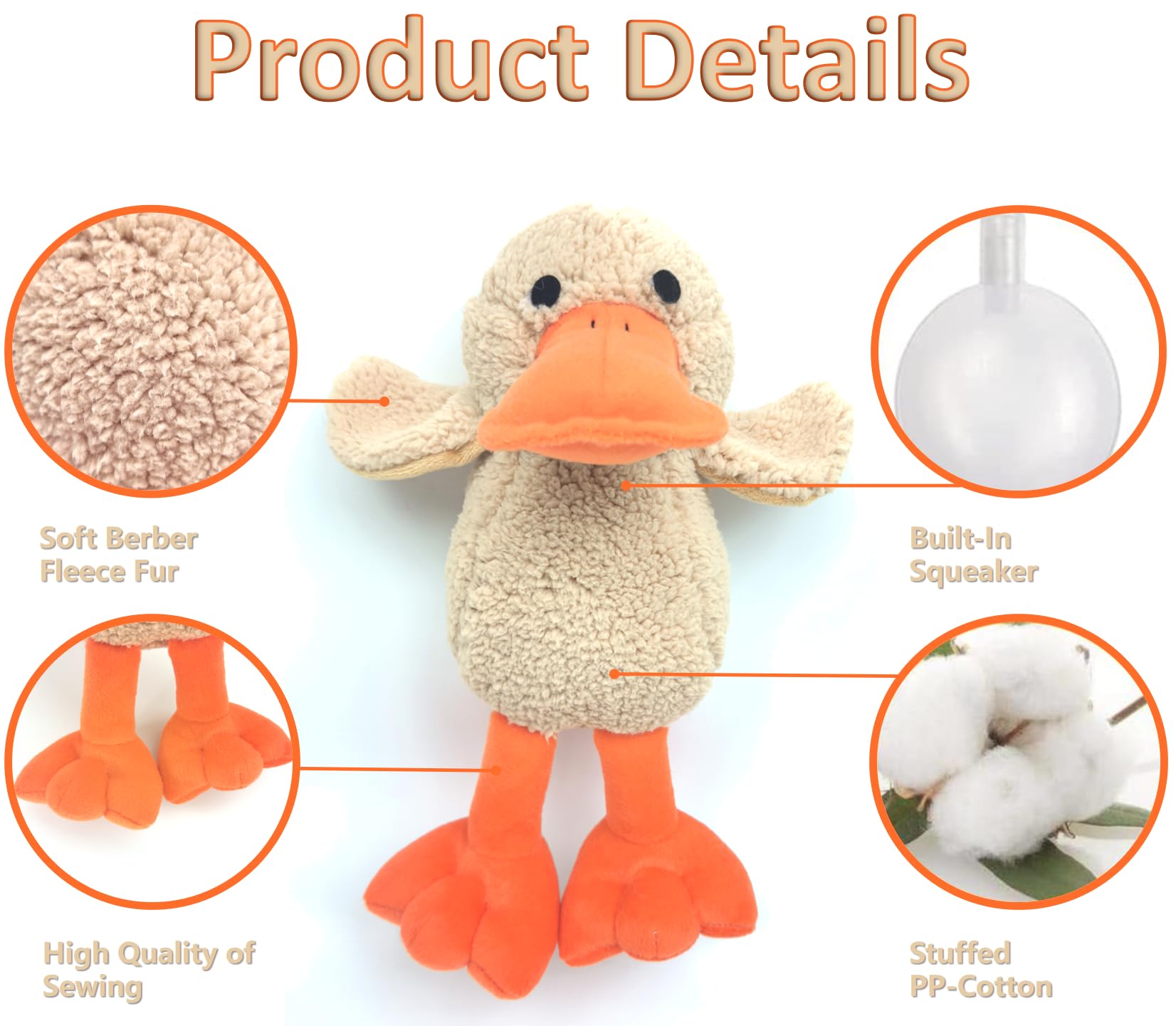 JKW easy-clean plush duck dog toy surface ready for quick wipe-down