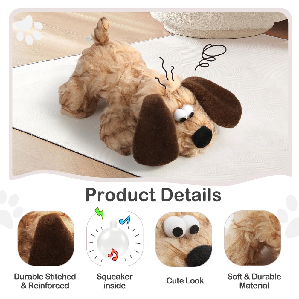 JKW Plush Dog Toy dog chewing action encourages healthy bite play and safe outdoor fun.