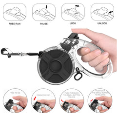 JKWLBTC 13 ft leash with one-handed brake enables quick control during busy outings.