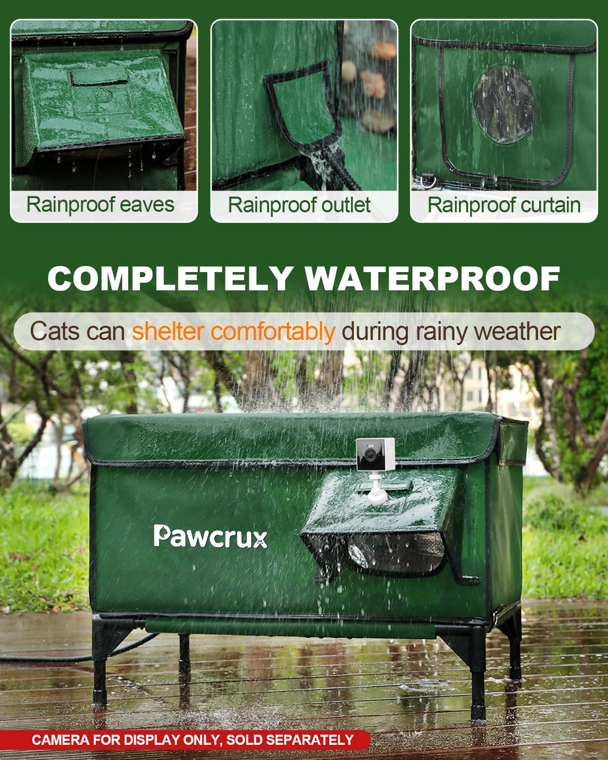 JLSAME Insulated outdoor cat house with aluminum foil insulation for cozy warmth.