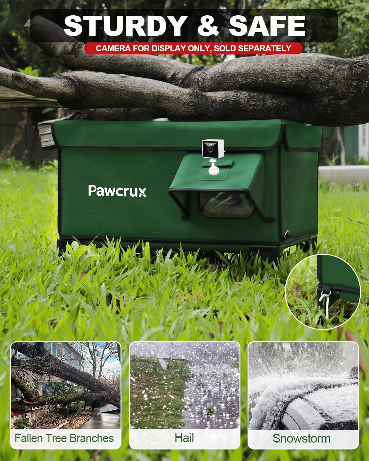 JLSAME Waterproof roof and eaves protect the cat house from wind and rain.