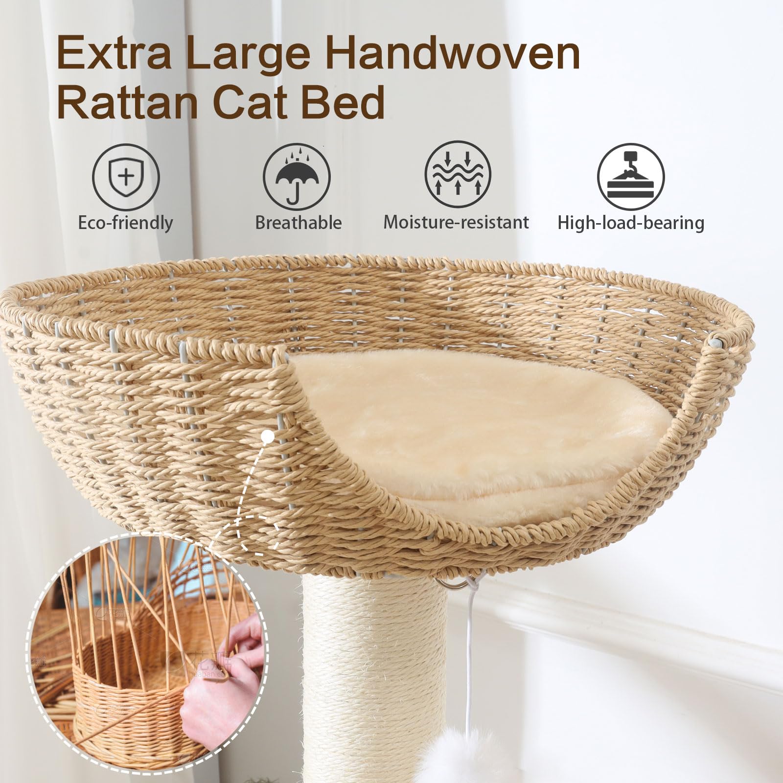 JLDUQKUM wooden cat tree 360-degree spinning disc stimulates activity