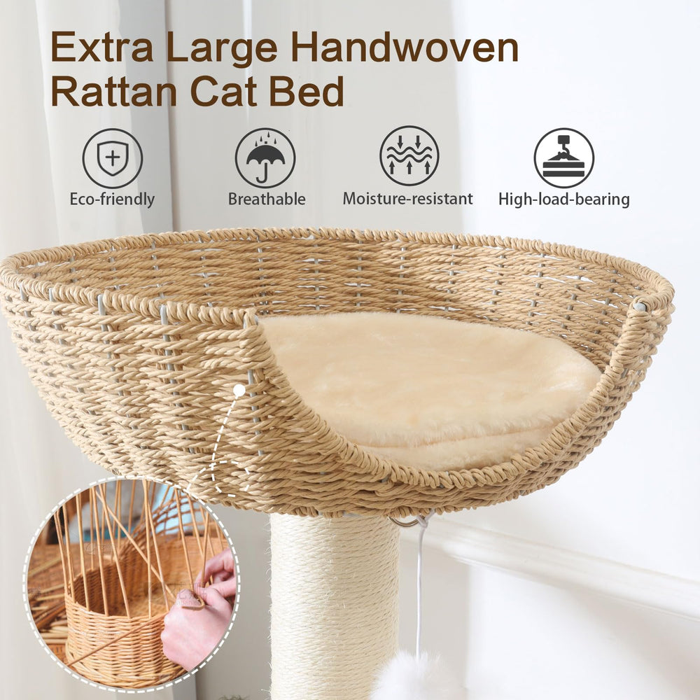 JLDUQKUM wooden cat tree 360-degree spinning disc stimulates activity