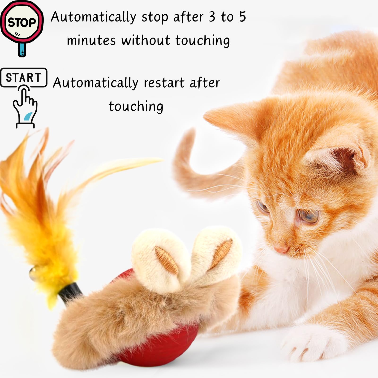 JLDVP Cat Interactive Ball Toy on carpet demonstrates smooth motion for energy burn.