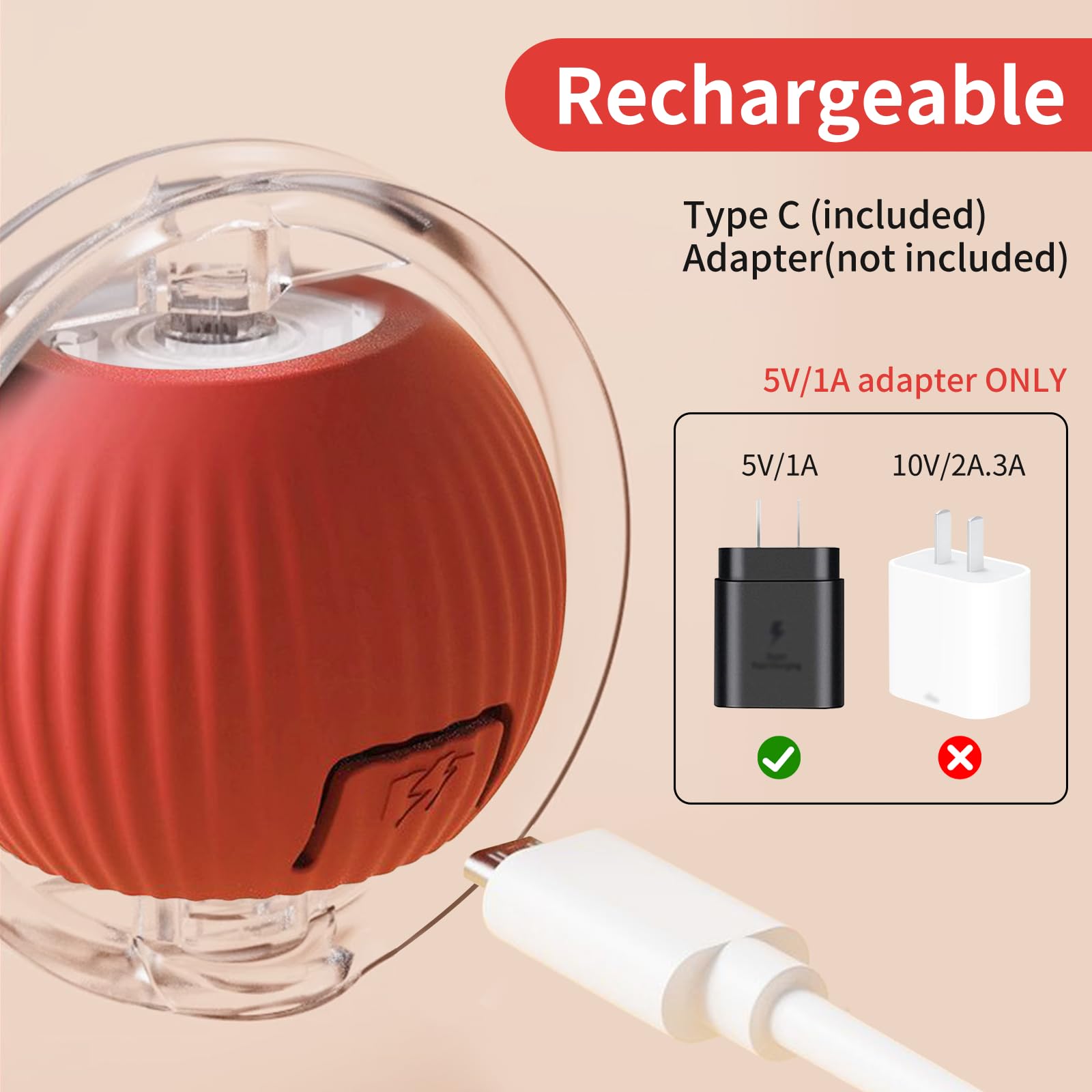 JLDVP Cat Interactive Ball Toy packaging includes two extra tail accessories for variety.