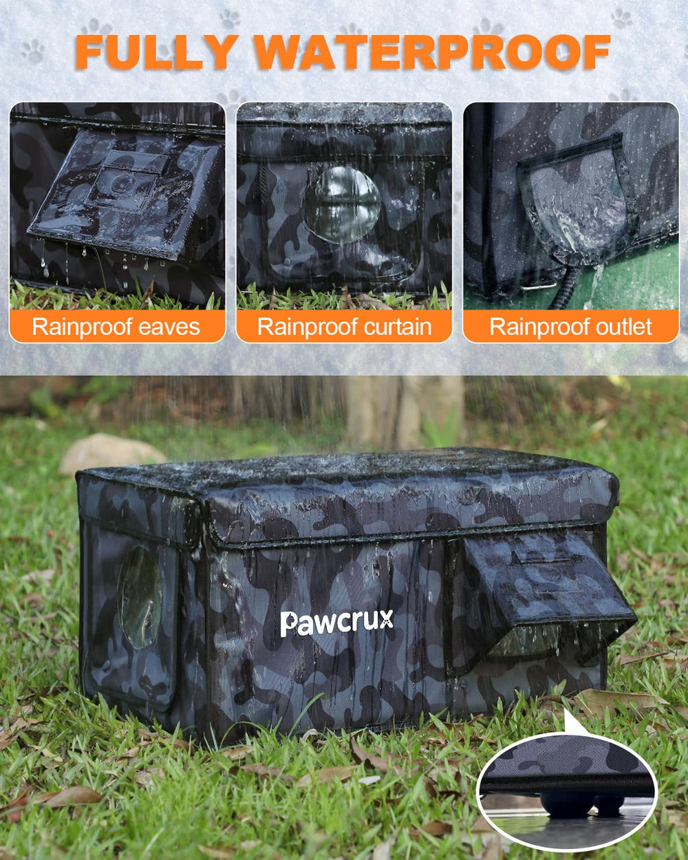 JLSAME Weatherproof Cat House elevated base demonstrates moisture-free, off-ground design.