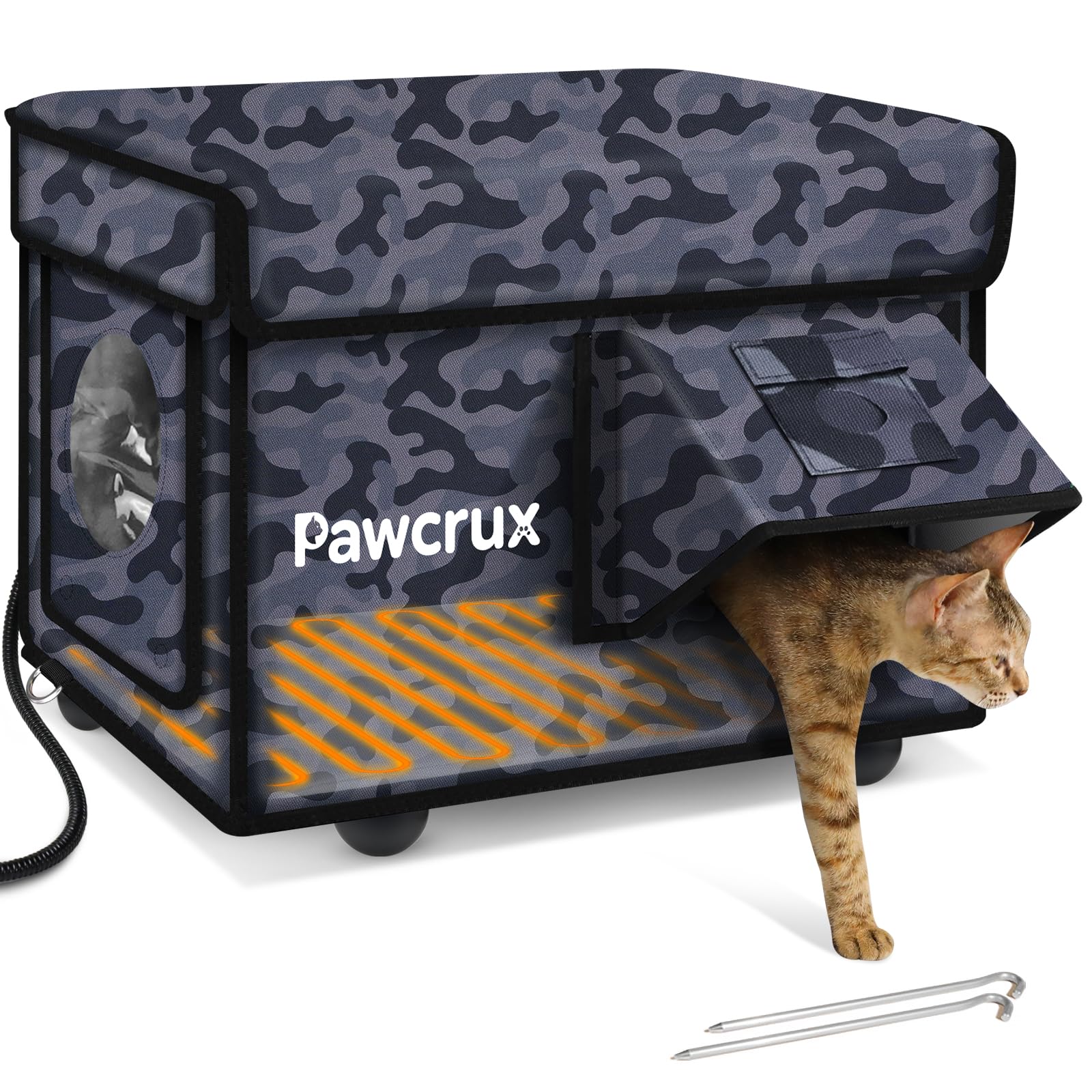 JLSAME Weatherproof Cat House exterior view shows durable winter shelter for outdoor cats.