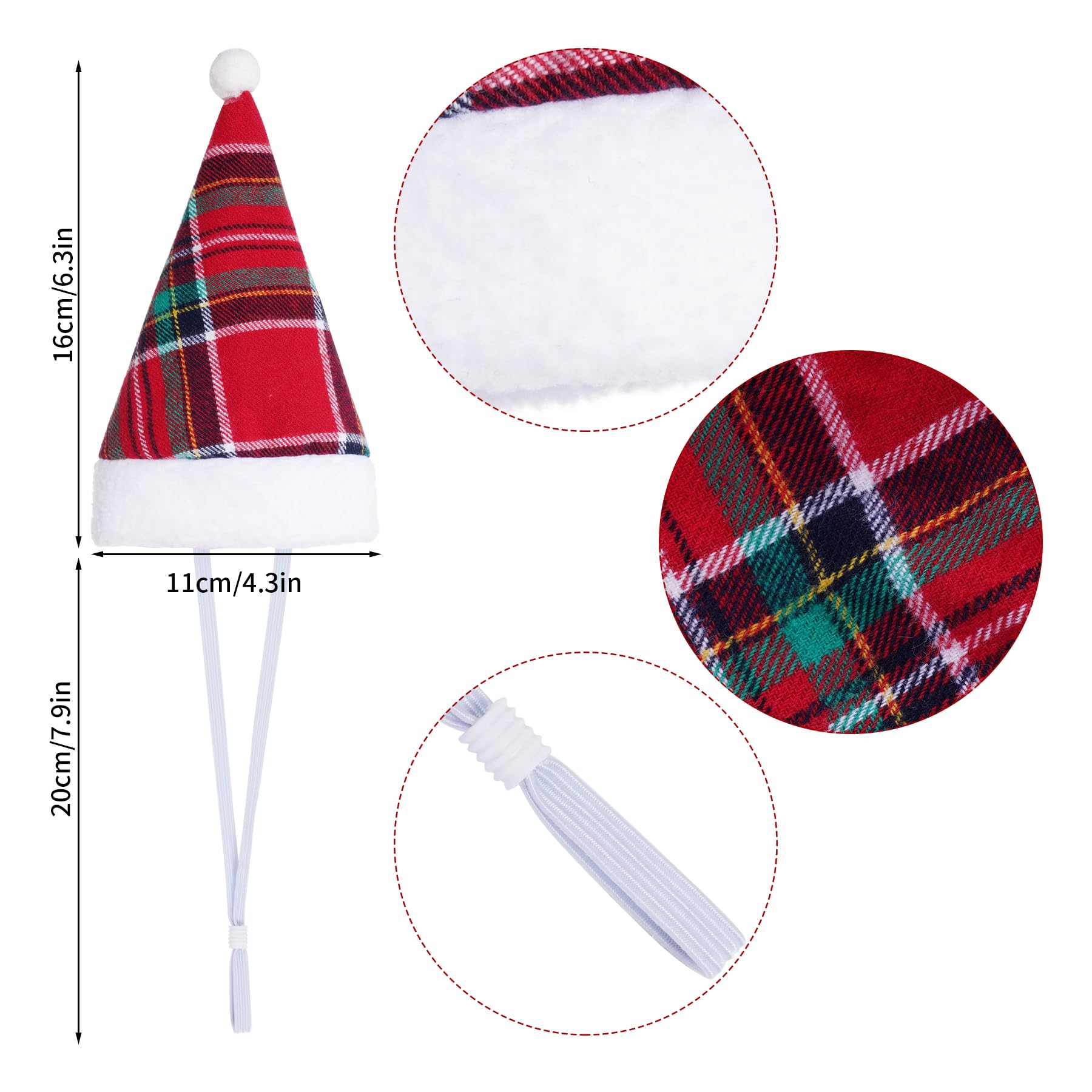 Jmkcoz adjustable strap Santa hat stays secure on pets during wear.