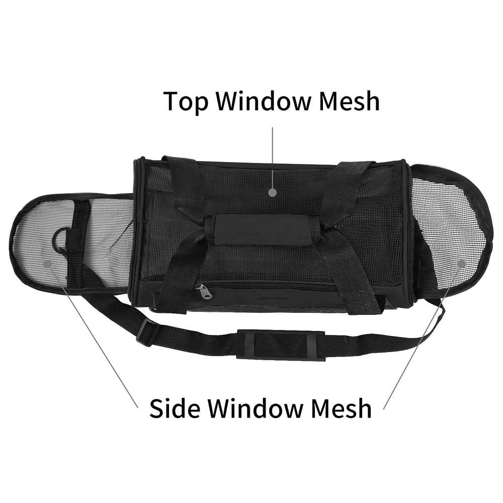 JMOON pet travel carrier with dog and cat ventilation mesh for airflow