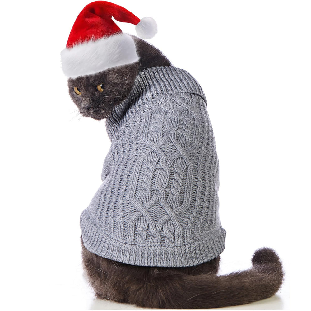 Jnancun Stretchy Cat Sweater grey large front view shows snug warmth